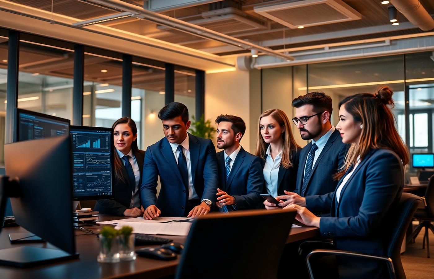 Equipos empresariales aprendiendo IA